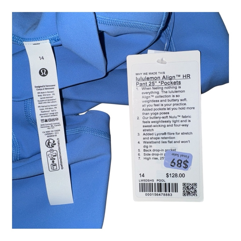 Lululemon Align High-Rise Pant with Pockets 25" Pool Party Blue Mult Siz NWT - Picture 12 of 12